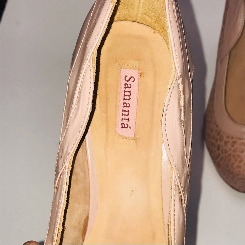 Samanta pink snakeskin print heels leather sz8 wide formal wedding casual boho - Picture 5 of 16